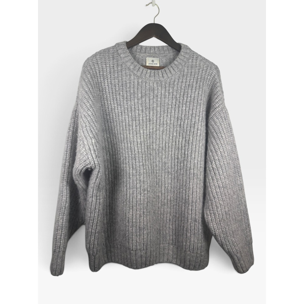 Anine Bing Sydney | Ribbed Alpaca Wool Sweater | M | Grey | Chunky Knit